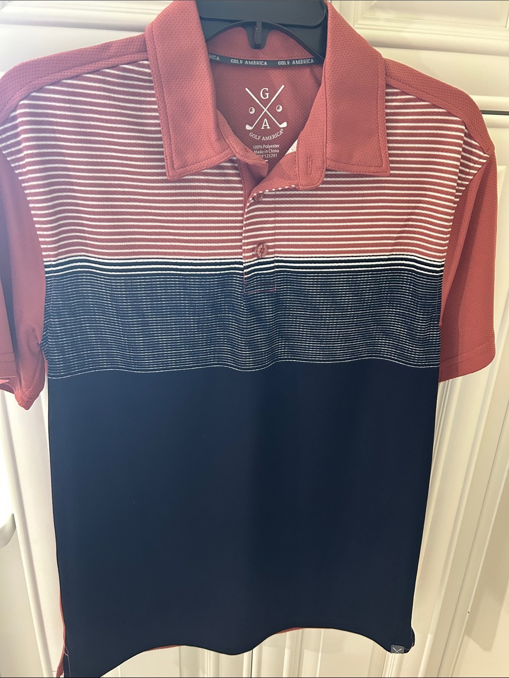 Men’s Rust and Navy Performance Polo